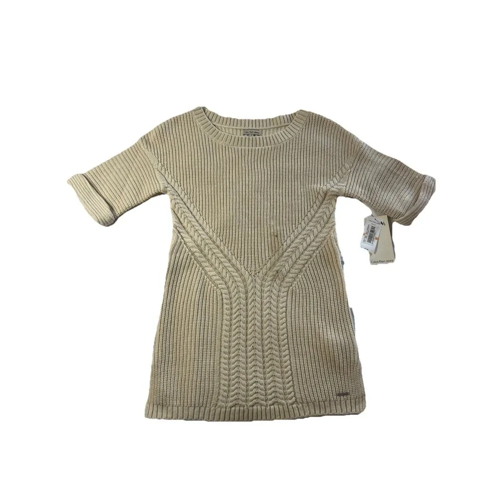 Calvin Klein Jeans Tunic Sweater NWT Small Ivory Classic